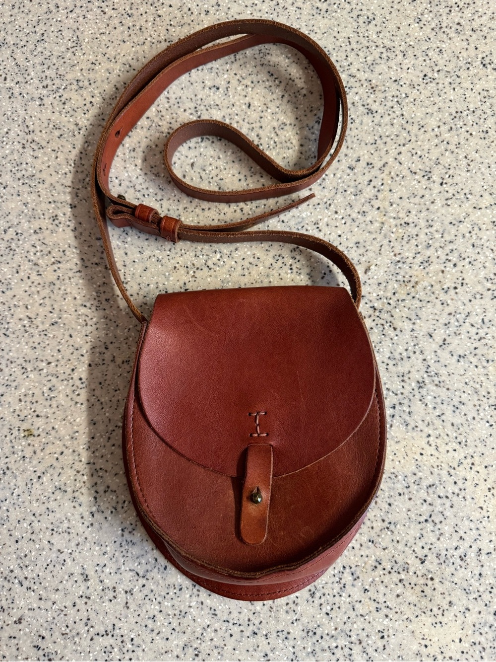 Vintage Lucky Brand Classic Brown Leather Crossbody Saddle Bag